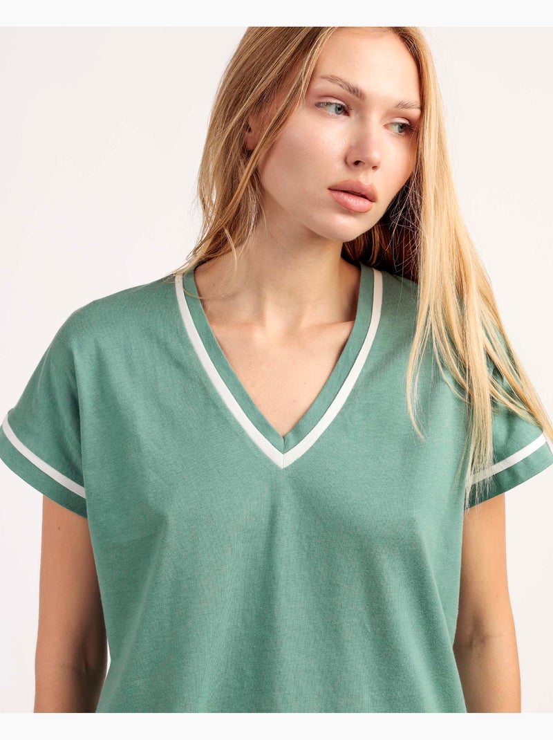 Pyjama à manches tombantes en mosaïque de palmiers pour femme ADMAS Vert - Kiabi