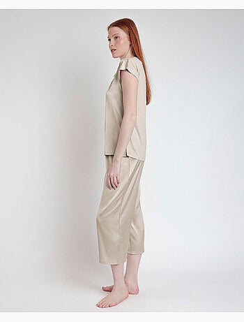 Pyjama à manches tombantes en satin et guipure pour femme ADMAS CLASSIC