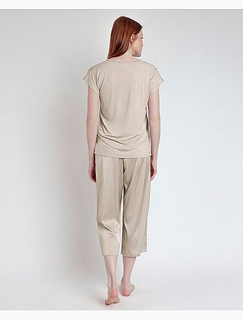 Pyjama à manches tombantes en satin et guipure pour femme ADMAS CLASSIC