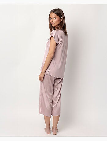 Pyjama à manches tombantes en satin et guipure pour femme ADMAS CLASSIC