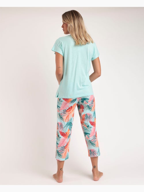 Pyjama à manches tombantes pour femme ADMAS GARDEN, motif feuilles colorées - Kiabi Pyjama à manches tombantes pour femme ADMAS GARDEN, motif feuilles colorées - Kiabi