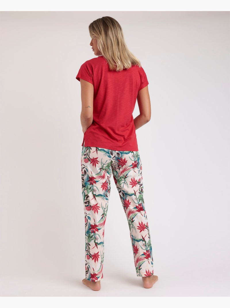 Pyjama à manches tombantes pour femme ADMAS GARDEN Tropical Spirit Rouge - Kiabi