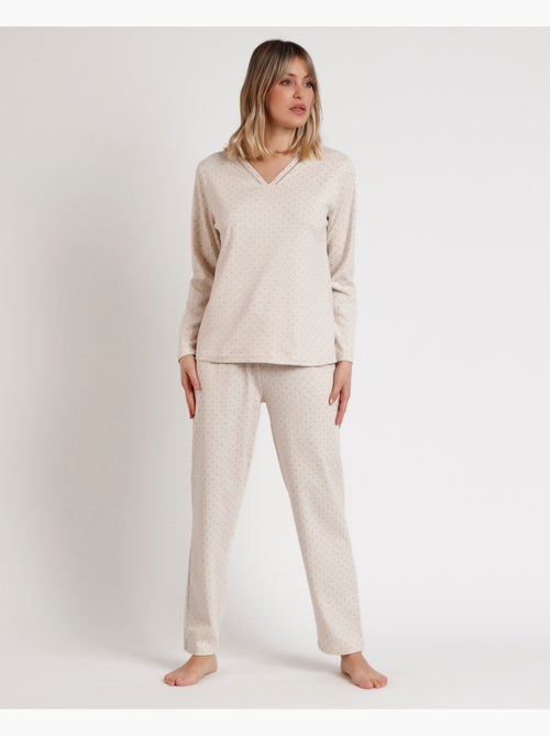 Pyjama à pois bio à manches longues pour femme ADMAS CLASSIC - Kiabi Pyjama à pois bio à manches longues pour femme ADMAS CLASSIC - Kiabi