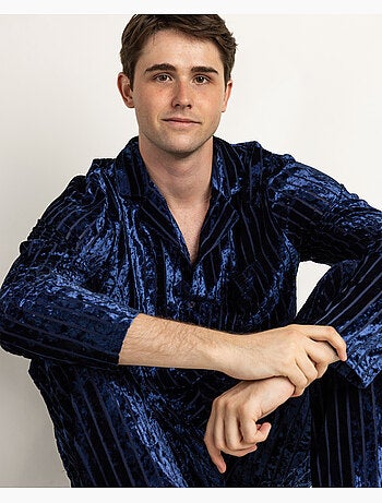 Pyjama à rayures luxueuses à manches longues ouvertes pour homme ADMAS LUXURY