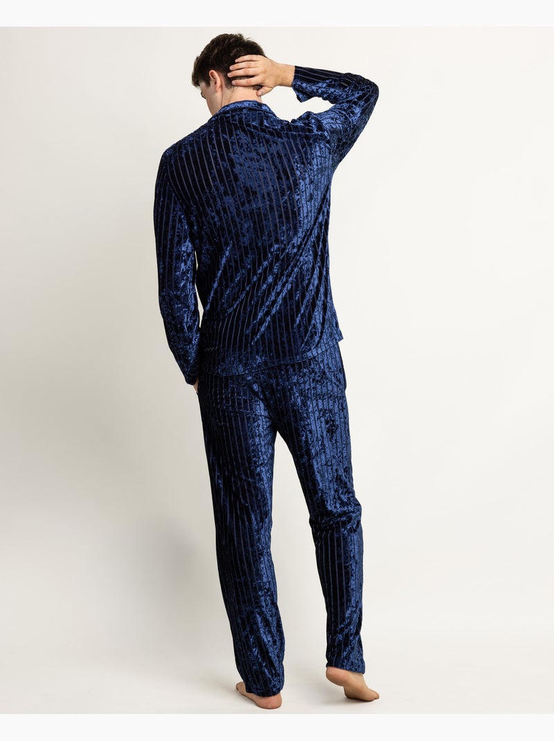 Pyjama à rayures luxueuses à manches longues ouvertes pour homme ADMAS LUXURY Bleu marine - Kiabi