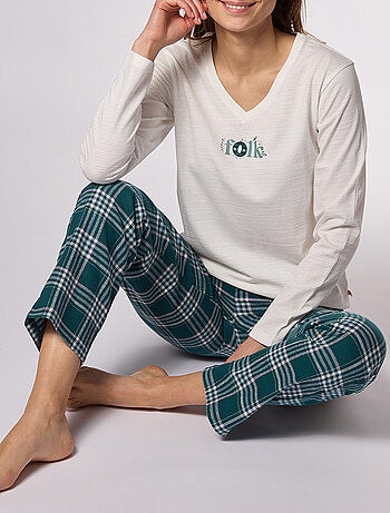 Pyjama ABER blanc/vert carreaux - DODO