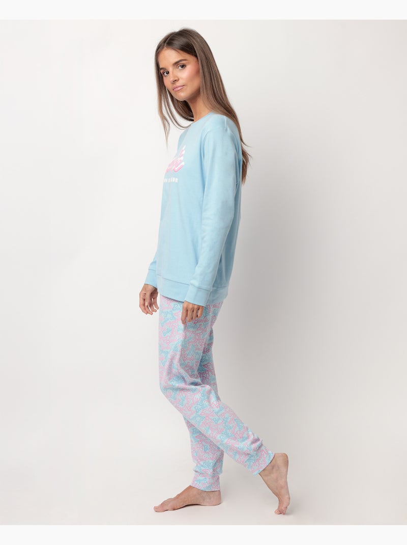 Pyjama après-ski à manches longues pour femme BARBIE Bleu - Kiabi