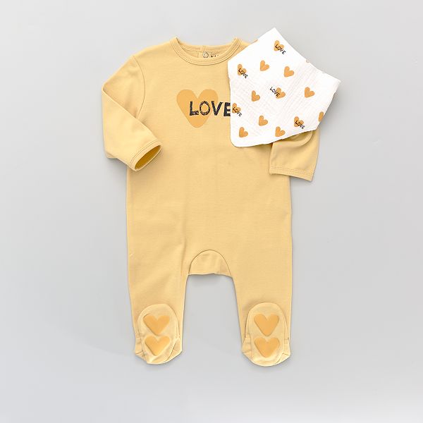Pyjama Avec Pieds Bavoir Bebe Garcon Jaune Kiabi 10 00