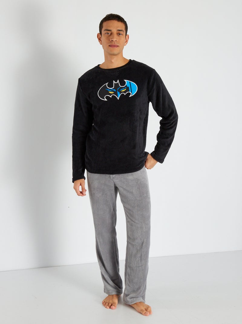 Pyjama 'Batman' en maille polaire noir - Kiabi