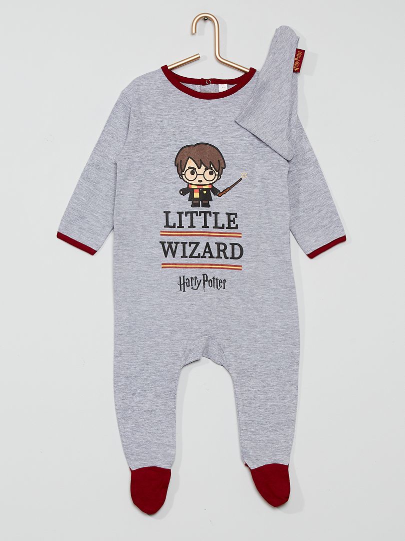 Pyjama + bavoir en coton 'Harry Potter' gris - Kiabi