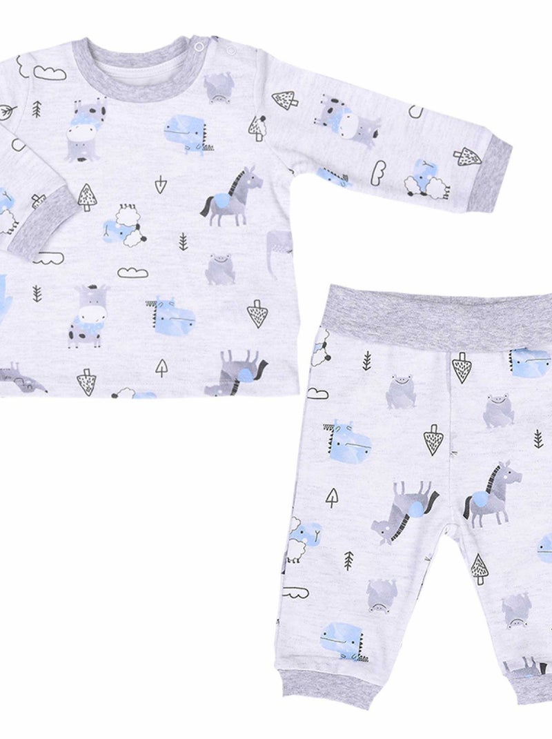 Lot Pyjama 2 Pièces Lot De 2 Pyjamas Bébé Vertbaudet Jersey 100% Coton - Bleu Ciel 24M (86cm) - 2 Pièces Avec Pressions 24 Mois