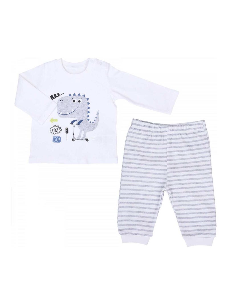 Pyjama bébé 2 pièces , DINO TRAFIC Ecru - Kiabi