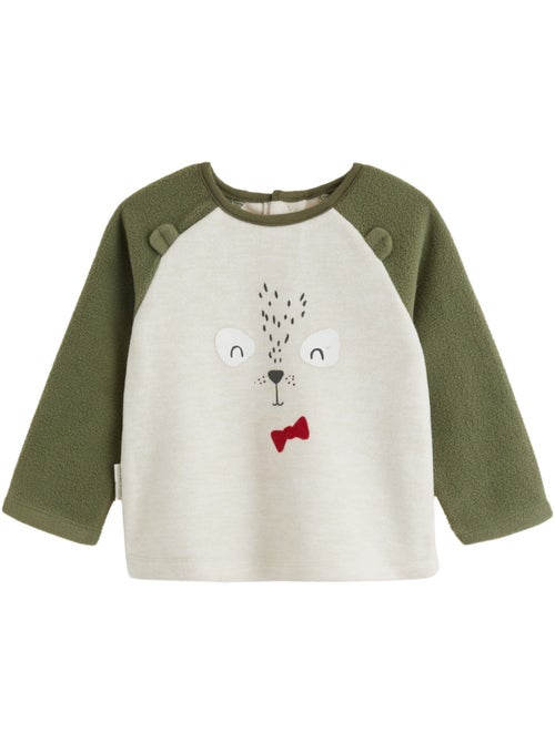 Pyjama bébé 2 pièces en polaire avec pieds retroussables pistache - Kiabi Pyjama bébé 2 pièces en polaire avec pieds retroussables pistache - Kiabi