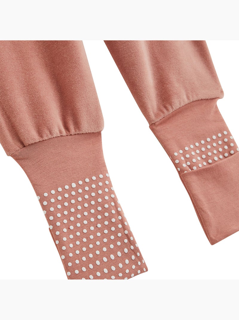 Pyjama bébé 2 pièces en velours à pieds retroussables cléo Ecru - Kiabi