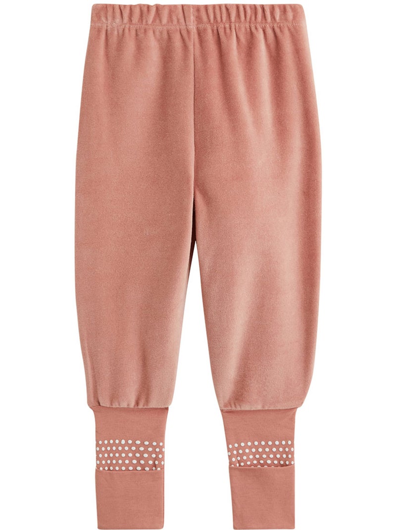 Pyjama bébé 2 pièces en velours à pieds retroussables cléo Ecru - Kiabi
