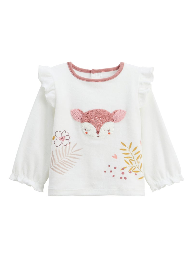 Pyjama bébé 2 pièces en velours avec pieds Oona Rose - Kiabi