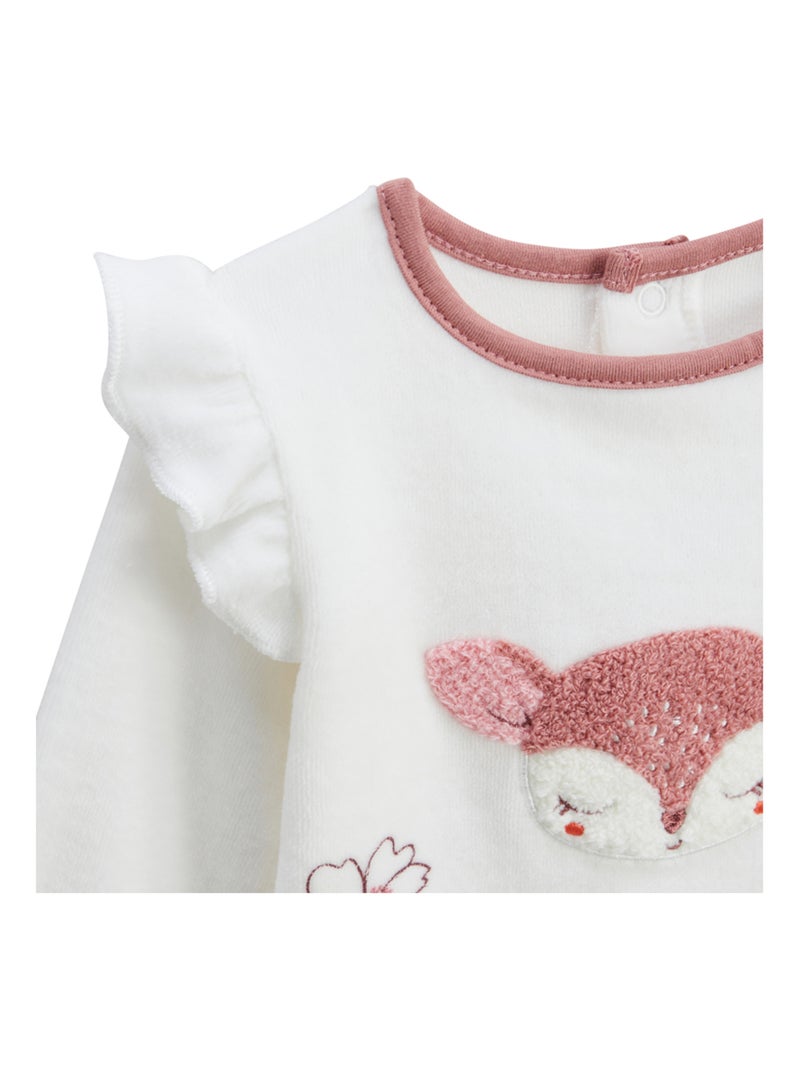 Pyjama bébé 2 pièces en velours avec pieds Oona Rose - Kiabi