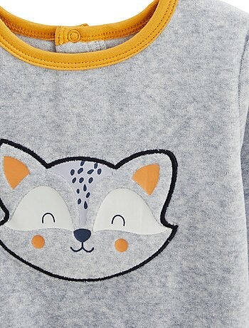 Pyjama bébé 2 pièces en velours avec pieds Petit Loup
