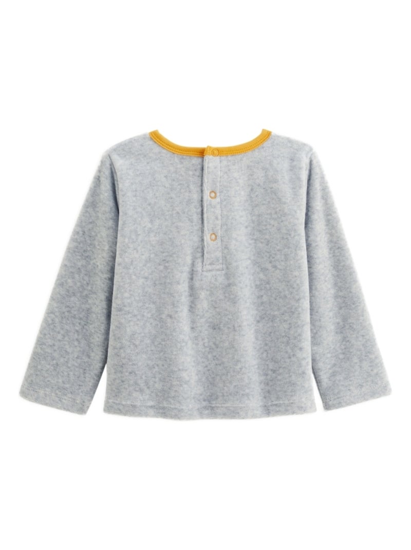 Pyjama bébé 2 pièces en velours avec pieds Petit Loup Gris Gris - Kiabi