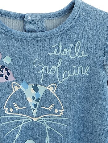 Pyjama bébé 2 pièces en velours avec pieds Polarmoon