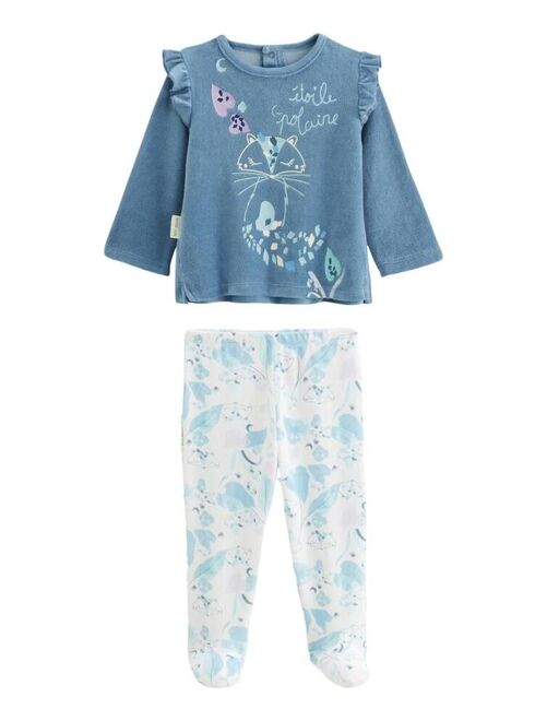 Pyjama bébé 2 pièces en velours avec pieds Polarmoon - Kiabi