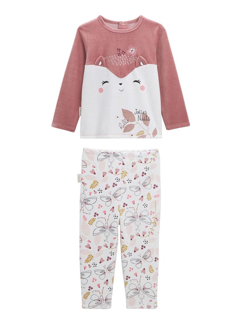 Pyjama bébé 2 pièces en velours Elena Rose - Kiabi