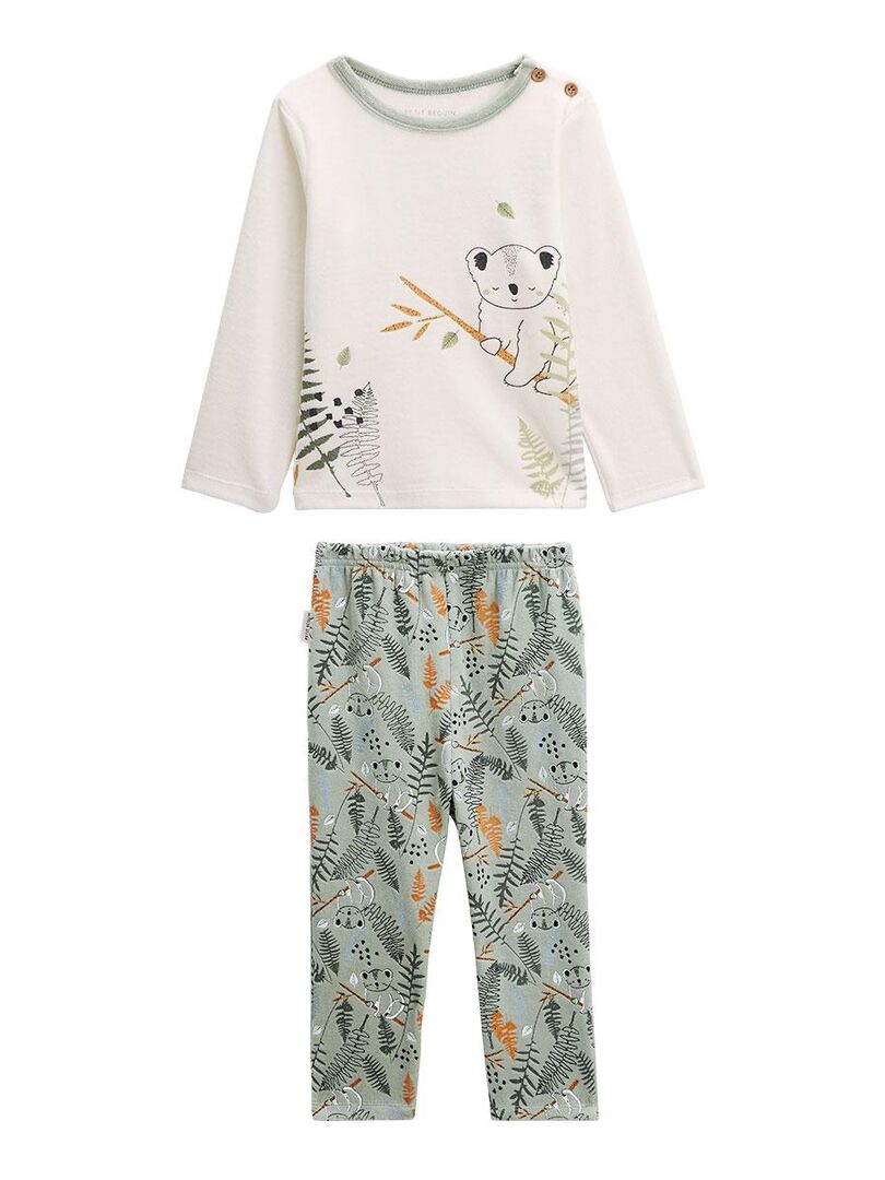 Pyjama bébé 2 pièces en velours Noah Vert - Kiabi