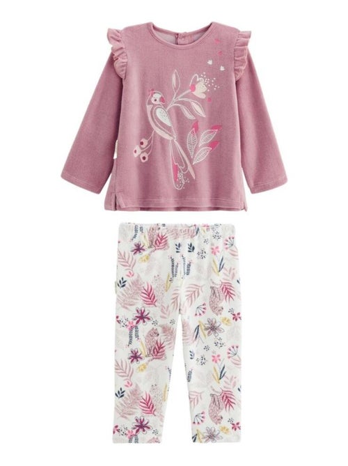 Pyjama bébé 2 pièces en velours rose Louisa - Kiabi