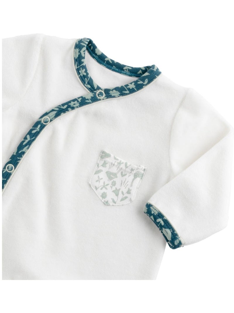 Pyjama bébé à manches longues en velours - SAUTHON Blanc Bleu - Kiabi