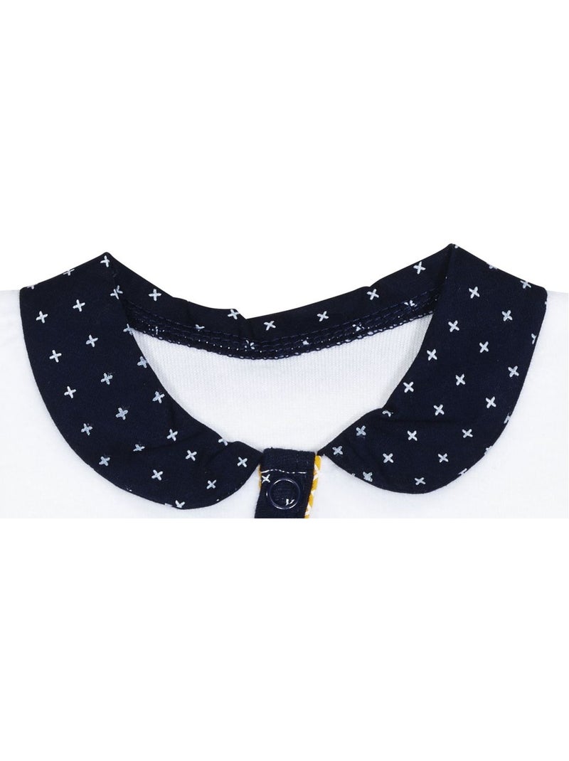 Pyjama bébé à manches longues en velours - SAUTHON Blanc Bleu - Kiabi