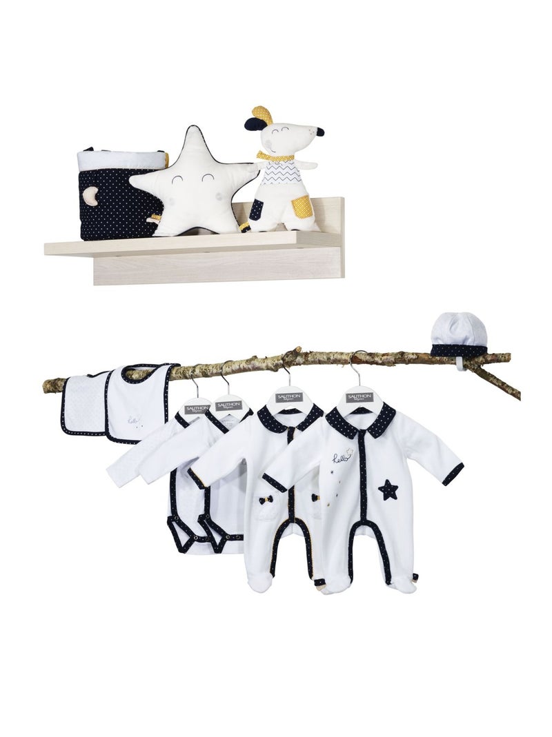 Pyjama bébé à manches longues en velours - SAUTHON Blanc Bleu - Kiabi