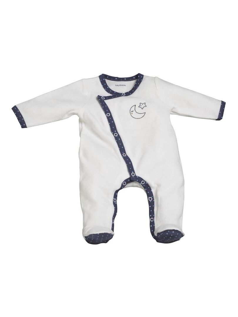 Pyjama bébé à manches longues en velours - SAUTHON - Blanc - Kiabi