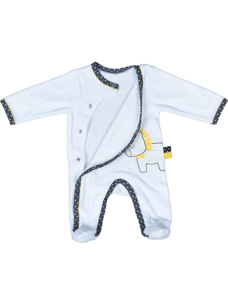 Pyjama bébé à manches longues en velours - SAUTHON Blanc Gris - Kiabi
