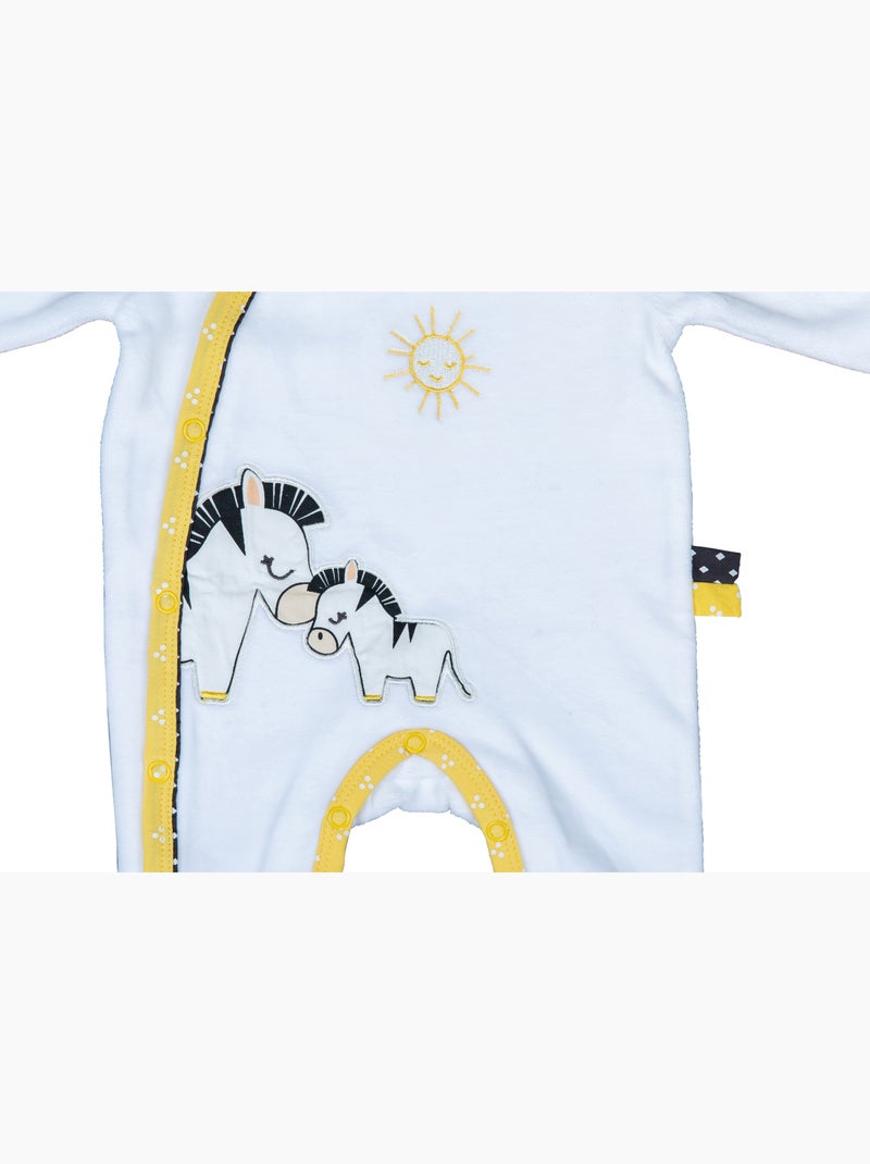 Pyjama bébé à manches longues en velours - SAUTHON Blanc Jaune - Kiabi