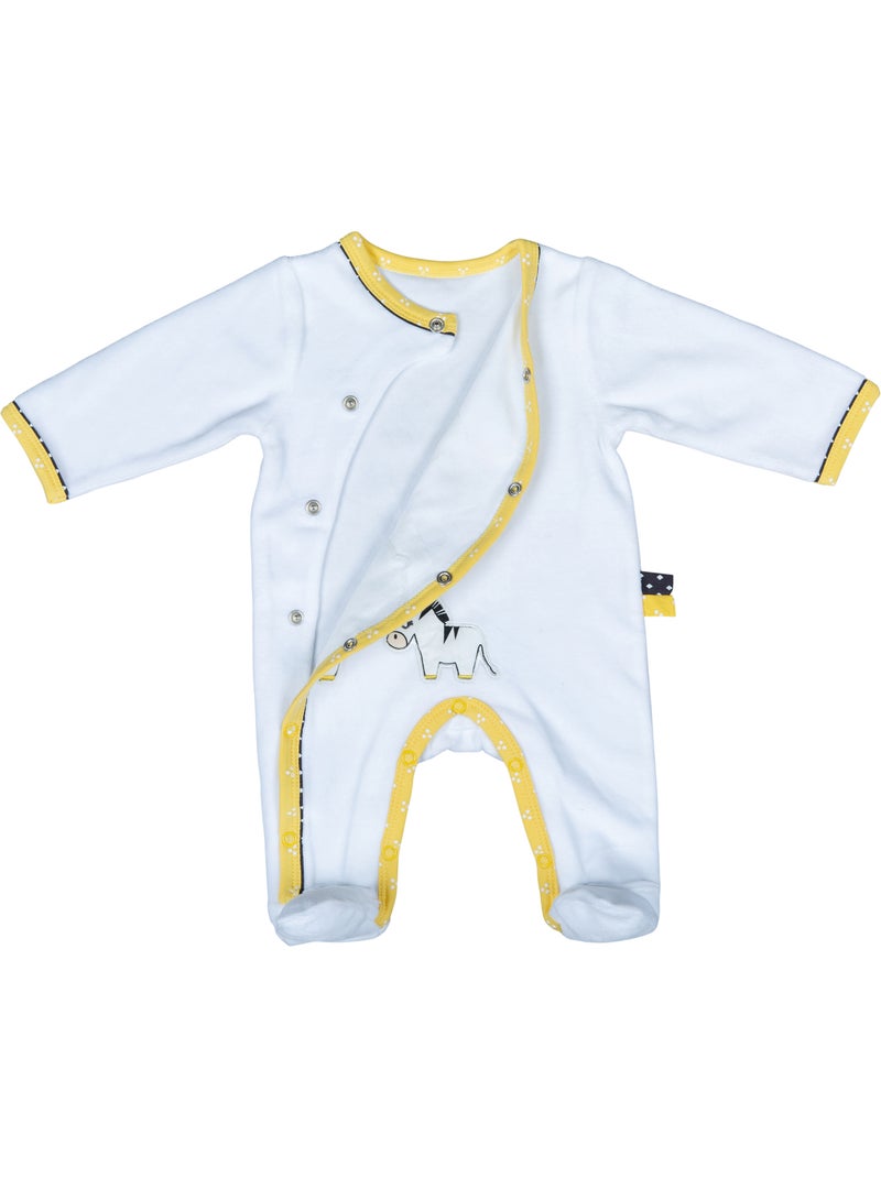 Pyjama bébé à manches longues en velours - SAUTHON Blanc Jaune - Kiabi