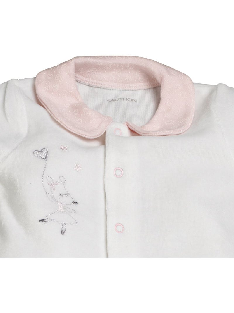 Pyjama bébé à manches longues en velours - SAUTHON Blanc - Kiabi