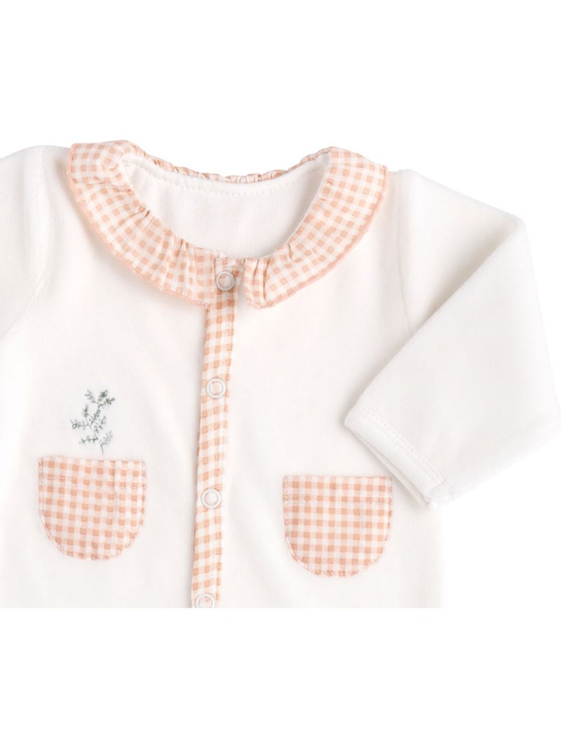Pyjama bébé à manches longues en velours - SAUTHON Blanc - Kiabi