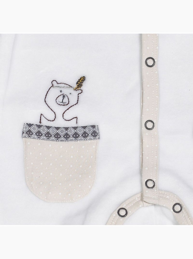 Pyjama bébé à manches longues en velours - SAUTHON Blanc - Kiabi