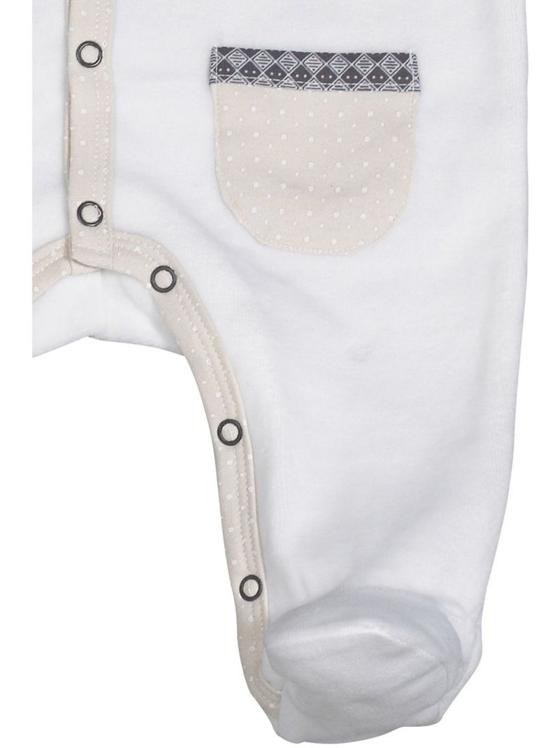 Pyjama bébé à manches longues en velours - SAUTHON Blanc - Kiabi