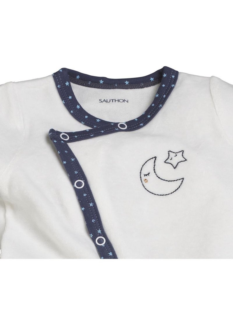 Pyjama bébé à manches longues en velours - SAUTHON Blanc - Kiabi