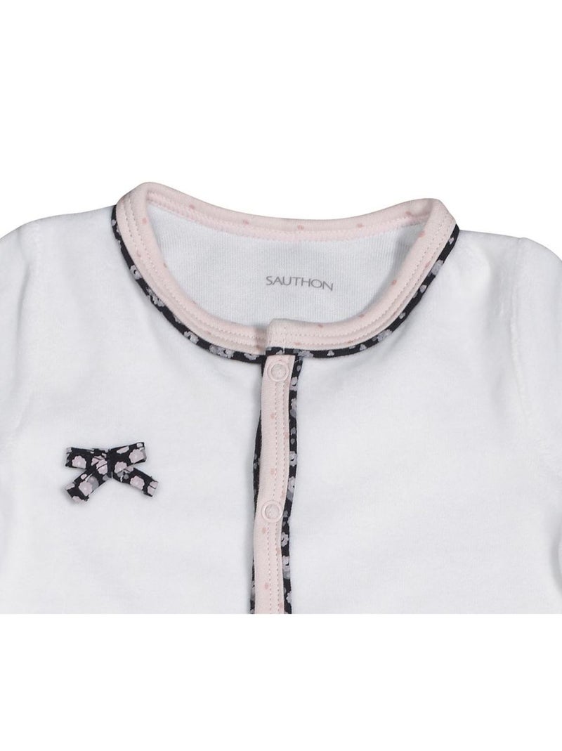 Pyjama bébé à manches longues en velours - SAUTHON Blanc - Kiabi