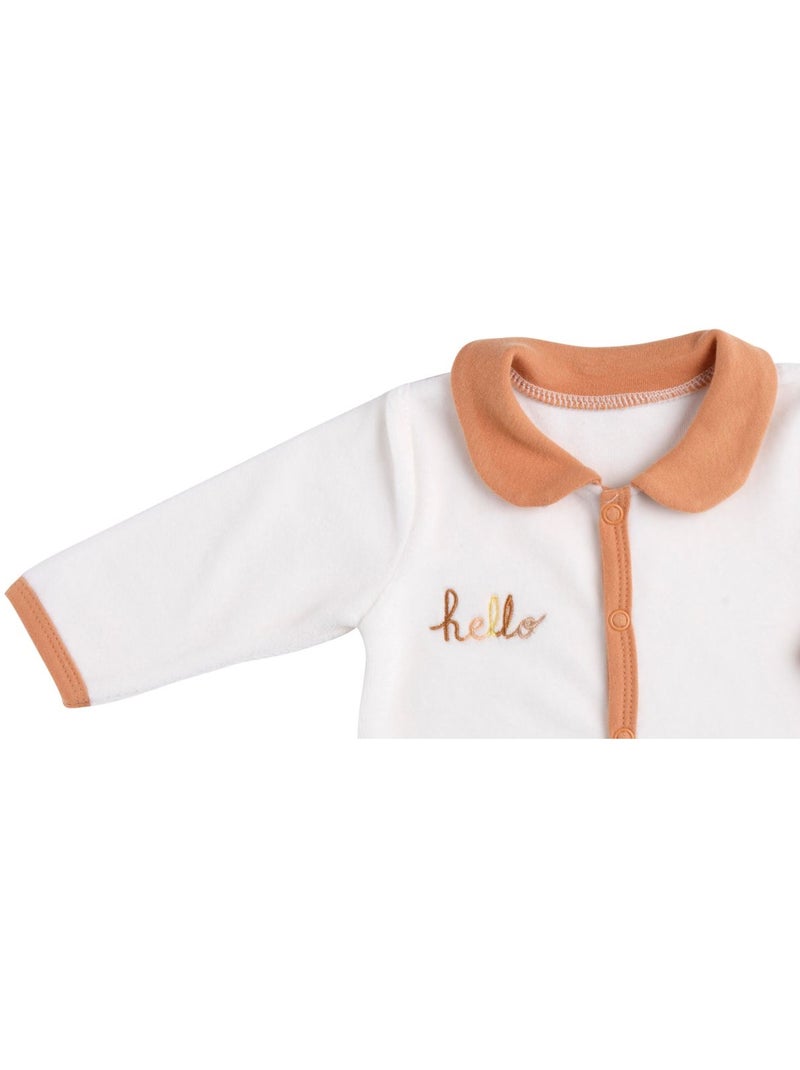 Pyjama bébé à manches longues en velours - SAUTHON Blanc - Kiabi