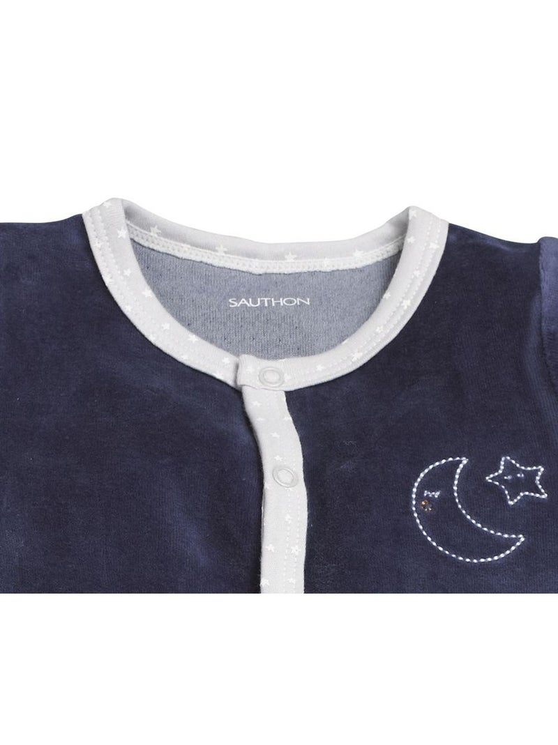 Pyjama bébé à manches longues en velours - SAUTHON Bleu - Kiabi