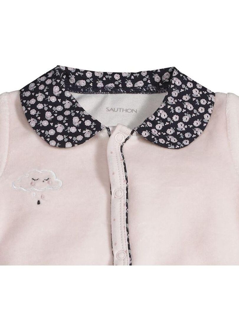 Pyjama bébé à manches longues en velours - SAUTHON - Blanc Gris - Kiabi -  14.50€