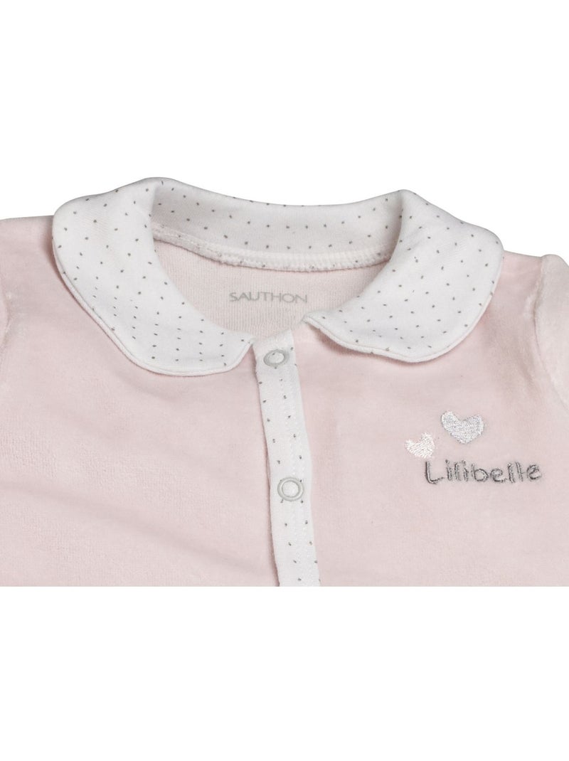 Pyjama bébé à manches longues en velours - SAUTHON Rose - Kiabi