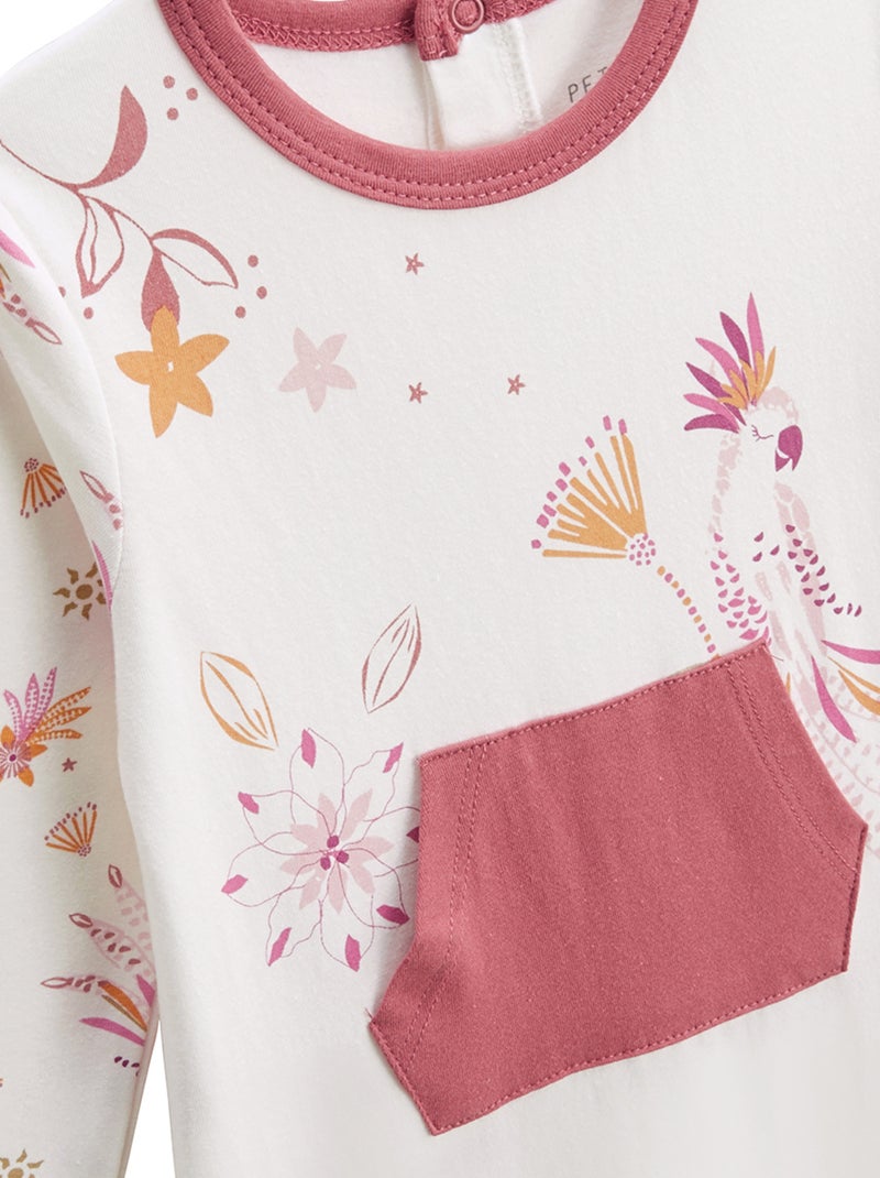 Pyjama bébé à pieds retroussables Fiesta Rose foncé - Kiabi