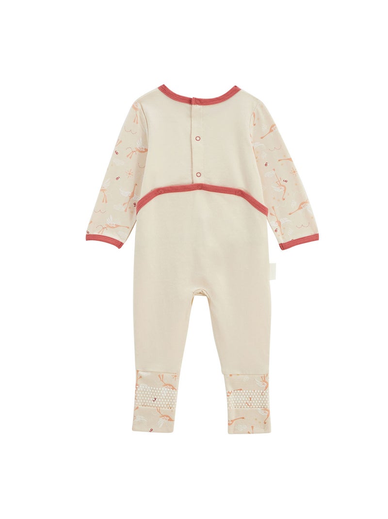 Pyjama bébé à pieds retroussables Poésie d'été Beige clair - Kiabi