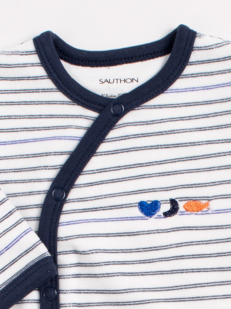 Pyjama bébé à rayures - SAUTHON Blanc Bleu - Kiabi