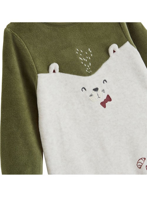 Pyjama bébé avec pieds retroussables en velours pistache - Kiabi Pyjama bébé avec pieds retroussables en velours pistache - Kiabi