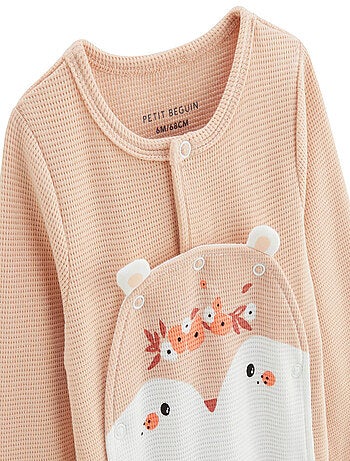 Pyjama bébé en nid d'abeille ouverture pont Miss Plume